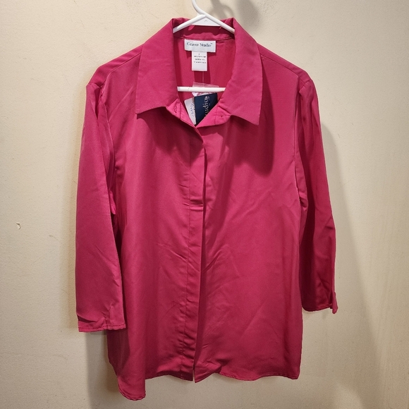 Graver Studios Women's Pink Fuschia  Button-Up Top Size L - Picture 6 of 10